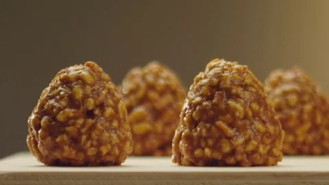 Ready-made cakes are standing on a board Stock Footage 75895944