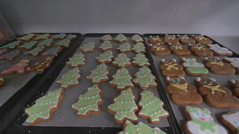 Ready made cookies in trays Stock Footage 310885989