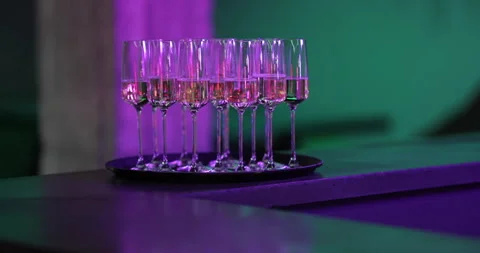 Ready-made drinks are on the bar ready to be consumed. Stock Footage 247074223