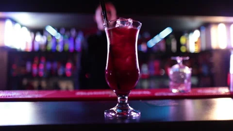 Ready-made drinks are on the bar ready to be consumed. Stock Footage 247074953