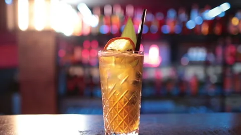 Ready-made drinks are on the bar ready to be consumed. Stock Footage 247075169