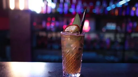 Ready-made drinks are on the bar ready to be consumed. Stock Footage 247075193