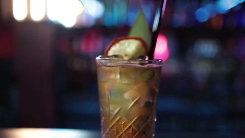 Ready-made drinks are on the bar ready to be consumed. Stock Footage 247075217