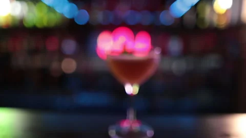 Ready-made drinks are on the bar ready to be consumed. Stock Footage 247075315