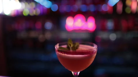 Ready-made drinks are on the bar ready to be consumed. Stock Footage 247075341