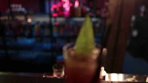 Ready-made drinks are on the bar ready to be consumed. Stock Footage 247075367