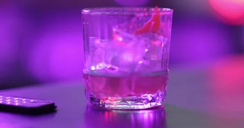 Ready-made drinks are on the bar ready to be consumed. Stock Photos