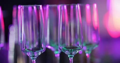 Ready-made drinks are on the bar ready to be consumed. Stock Photos