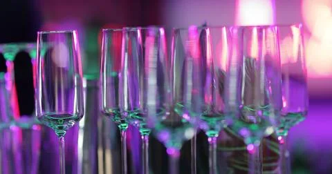 Ready-made drinks are on the bar ready to be consumed. Stock Photos
