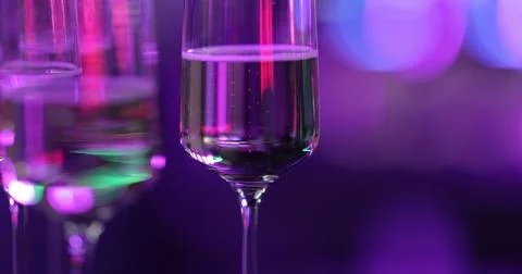 Ready-made drinks are on the bar ready to be consumed. Stock Photos