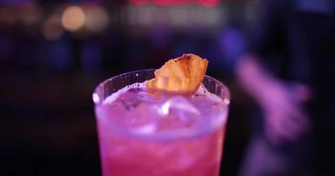 Ready-made drinks are on the bar ready to be consumed. Stock Photos