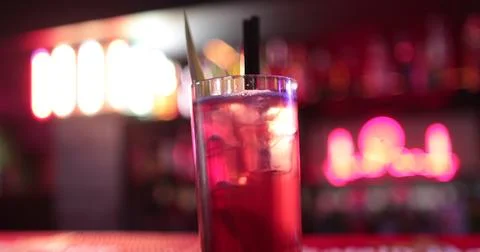 Ready-made drinks are on the bar ready to be consumed. Stock Photos