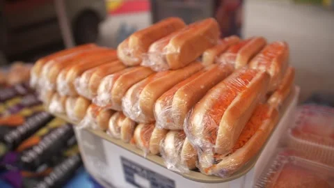 Ready-made hot dogs Stock Footage 241093590