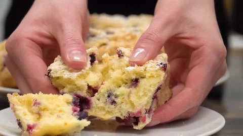 Ready-made pie, muffin, with cherries Stock Footage 156693300