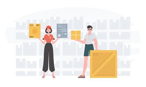 Ready made poster on the theme of delivery. Delivery team. Trendy flat style. 스톡 일러스트