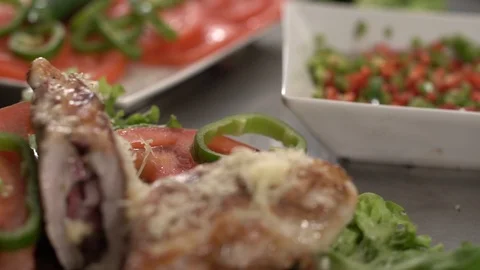 Ready Meatloaf in Half with Veggies HD Stock Footage 88598480