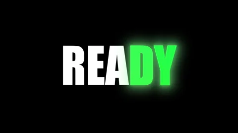 Ready Neon Green Text Animation Bold Kinetic Typography Black Background Stock Footage 337192682