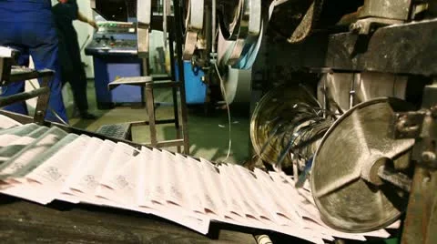 Ready newspaper on production line in a print shop Stock Footage 10763849