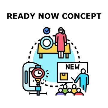 Ready now business concept preparing for product launch Stock Illustration