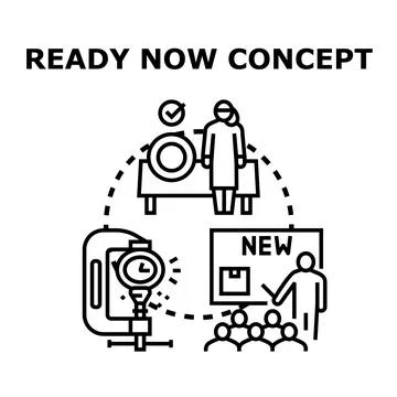 Ready now business concept preparing for product launch Stock Illustration
