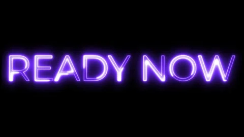 Ready Now Neon Text Animation  | Action Start Motion Graphic Stock Footage 320880376