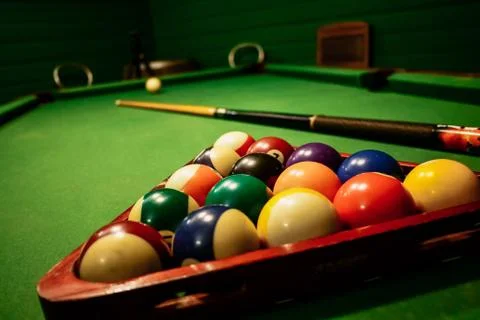 Ready to play pool table balls Stock Photos