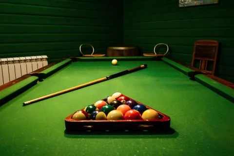Ready to play pool table Stock Photos