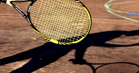 Ready to Play Tennis Player Shadow Vídeos de archivo 130927436