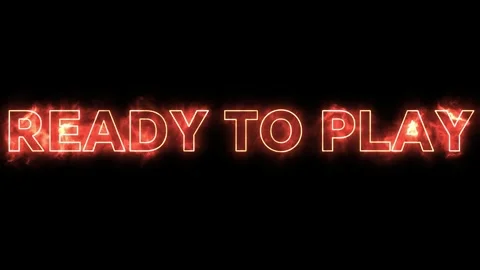 Ready to play text animation with glowing orange fire flames effect on a solid Stock-Footage 347345913