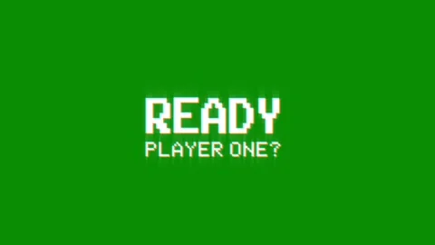 Ready player one text pixel dynamic glitch animation video game effect Vidéo 313076275