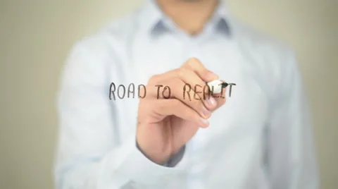 Ready to Reality , Man writing on transparent screen Stock Footage 62870983