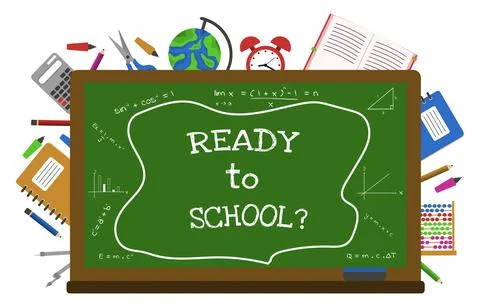 Ready To School Blackboard Study Education Concept Vector Background Stock Illustration
