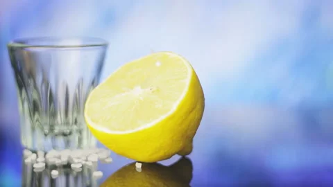 Ready Set For Drink And Relax In A Bar: Glass, Salt And Lemon Half Stock Footage 111573609