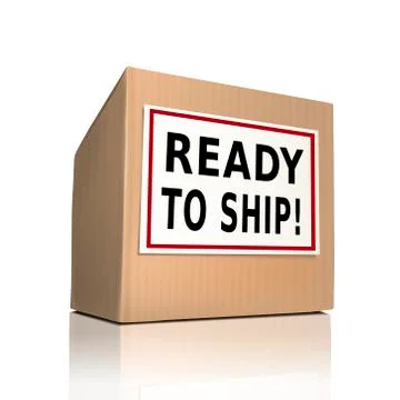 Ready to ship on a paper box Stock Illustration