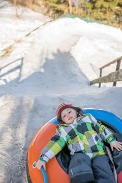 Ready to slide in snow Stock Photos