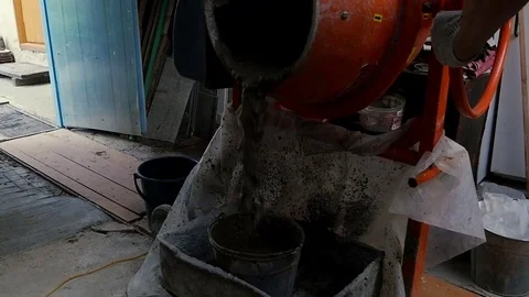 Ready solution is poured from the concrete mixer Video stock 80295666