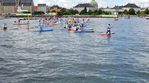 Ready to start the Wakeboard competition Video stock 79760578