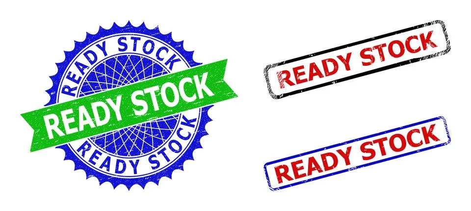 READY STOCK Rosette and Rectangle Bicolor Stamps with Corroded Surfaces Stock Illustration