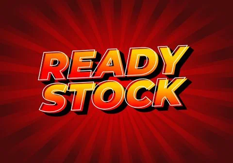 Ready stock. Text effect in 3 dimension style in yellow red color Illustrazione stock