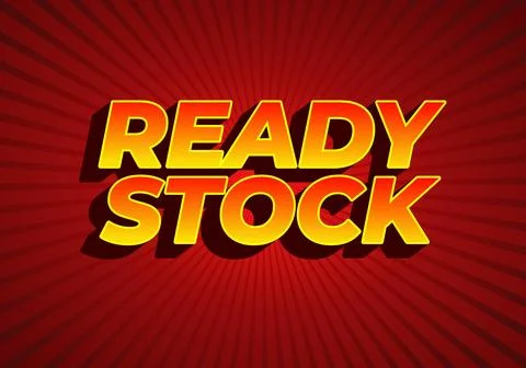 Ready stock. Text effect in 3 dimension style in yellow red color Stock Illustration