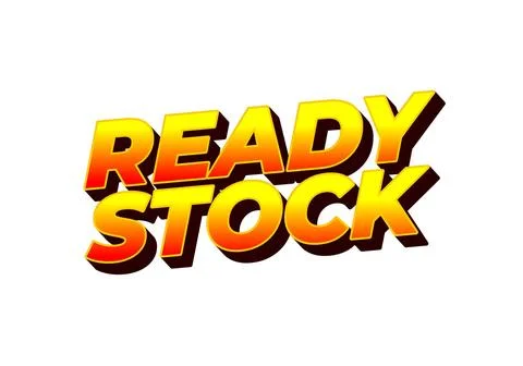 Ready stock. Text effect in 3 dimension style in yellow red color Stock Illustration