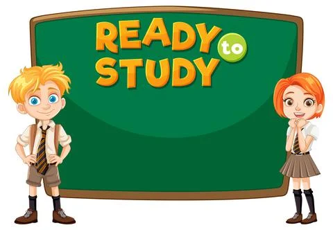 Ready to Study Classroom Scene Stock Illustration