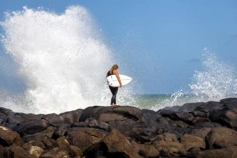 Ready to surf at Raglan Stock Photos