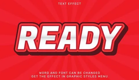 Ready text effect template in 3d design Stock Illustration