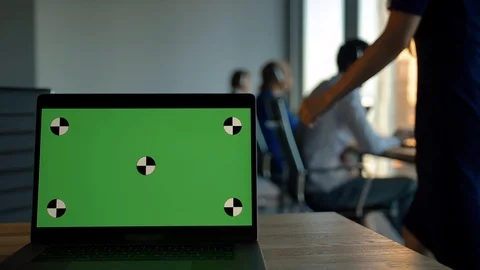 Ready for tracking screen of notebook in call center coworking office. Stock Footage 104074808