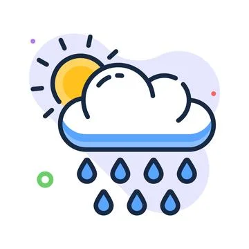 Ready to use glyph icon of rain cloud weather forecast. Stock Illustration