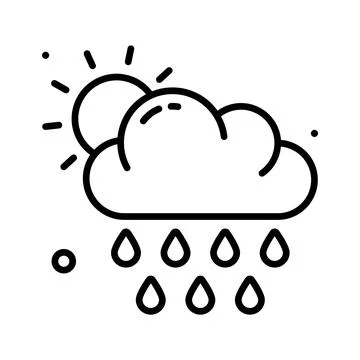 Ready to use glyph icon of rain cloud weather forecast. Stock Illustration
