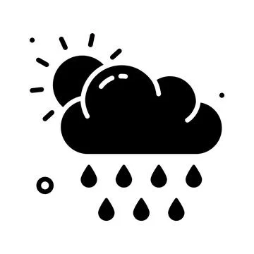 Ready to use glyph icon of rain cloud weather forecast. Stock Illustration