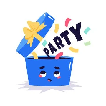 Ready to use glyph sticker denoting festive surprise gift box Stock Illustration