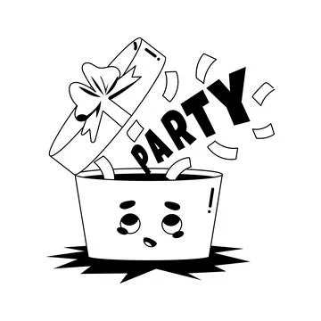 Ready to use glyph sticker denoting festive surprise gift box Stock Illustration